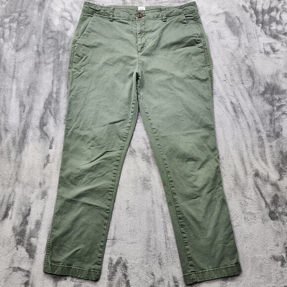 Gap Pants Womens 10 Green Girlfriend Khaki Straight Stretch Cotton Office Preppy - Picture 1 of 11